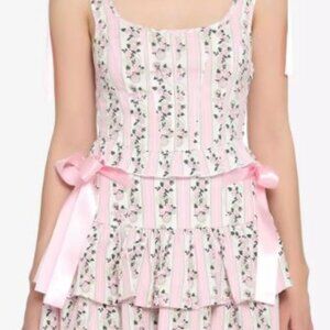 Pink Roses & Gears Corset Womens Tank Top Size XL New